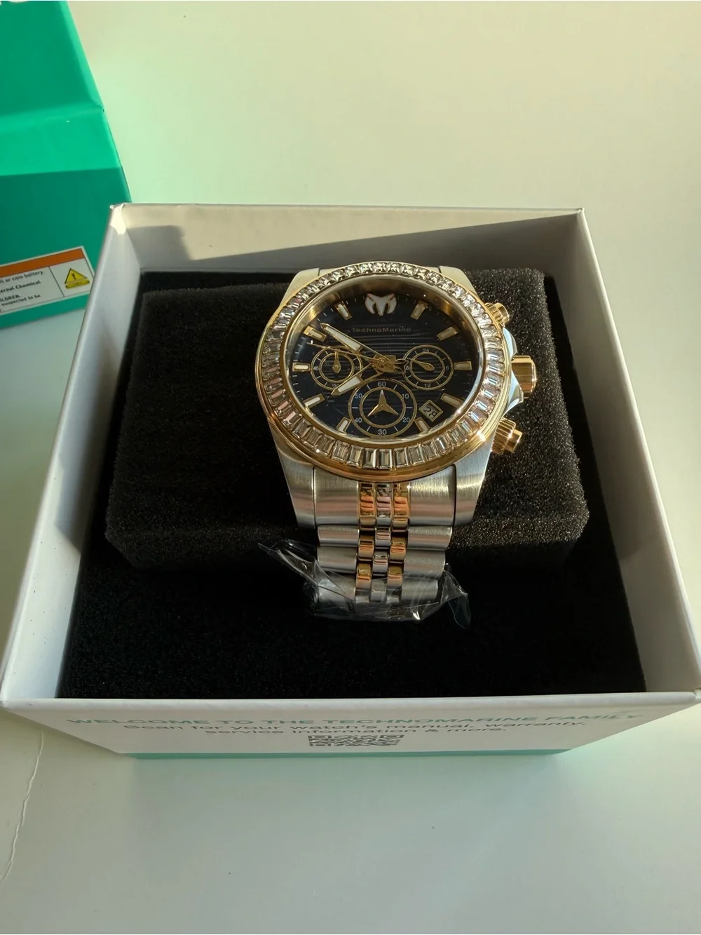 TechnoMarine Manta Ray Chronograph Blue Dial Two-Tone Watch NWT